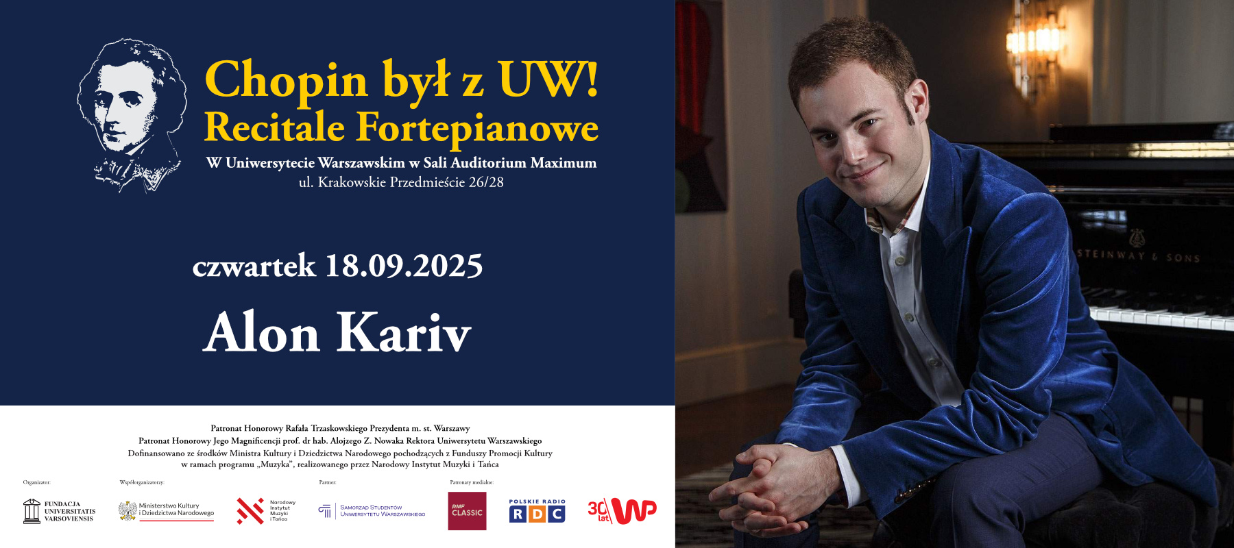 Recitale fortepianowe „CHOPIN BYŁ Z&nbsp;UW!” – ALON KARIV
